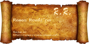 Remes Rovéna névjegykártya